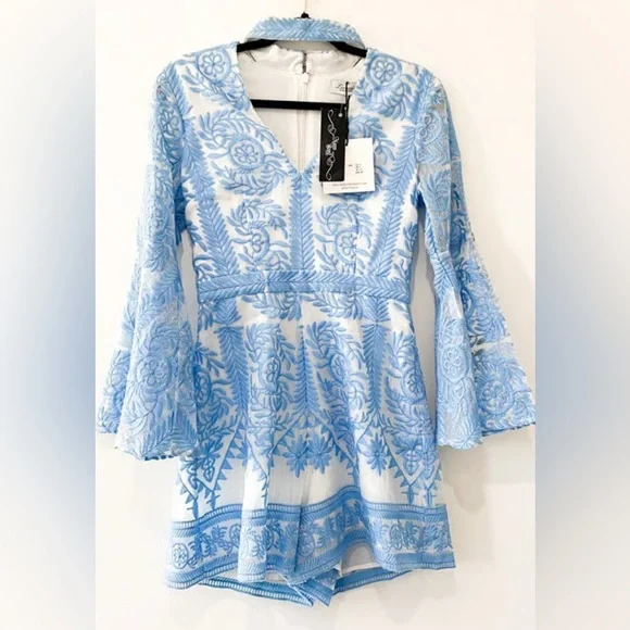 Lumiere by Bariano embroidered shorts romper sz XS - Picture 6 of 7